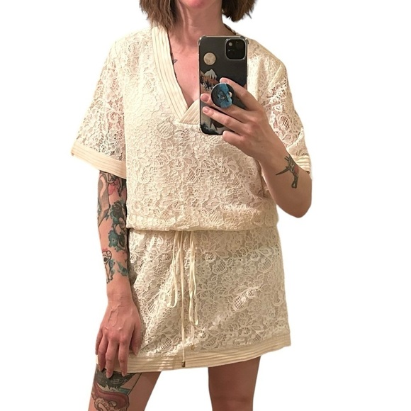 A.Brand Cream Lace Overlay Mini Dress - Picture 4 of 16